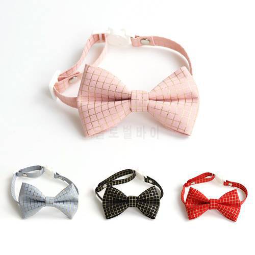 Fashion Plaid Cats Bow Tie Cute Bowknot Puppy Collars Adjustable Kitten Necklace Quick Release Chihuahua Necktie
