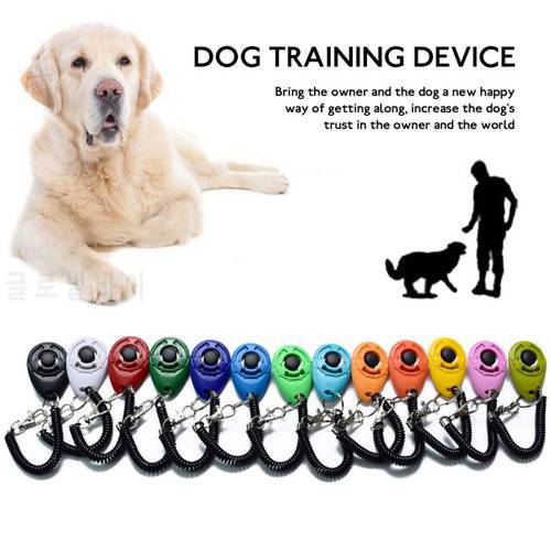 1 Piece Pet Cat Dog Training Clicker Plastic Dogs Click Trainer Aid Too Adjustable Wrist Strap Key Chain Sound Dog Whistle