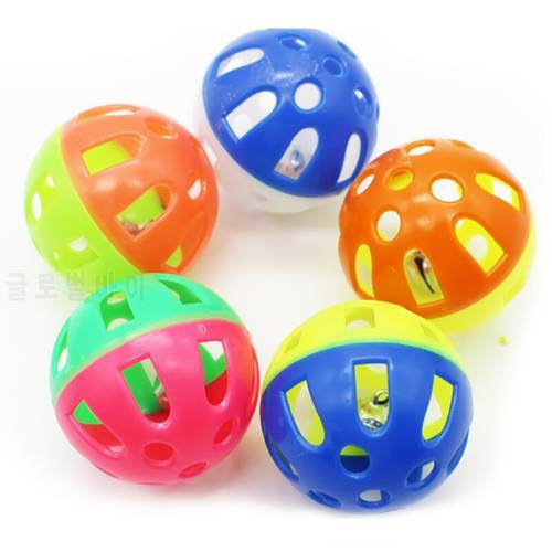5pcs Colourful Pet Cat Kitten Play Balls With Jingle Bell Chase Rattle Toy Funny Tinkle Bell Ball For Cat Chew Rattle Scratch