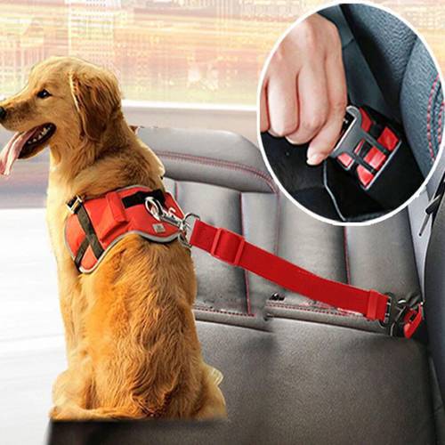 1Pc Adjustable Leash Dog Car Seat Belt Safety Protector Outdoor Travel Pet Accessories Breakaway Solid Color Harness Supplies