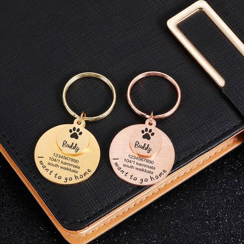 Personalized Name Tel Adress Pet Cat Dog ID tags High Quality Stainless Steel Nameplate Anti-lost Pendant Collar Accessories