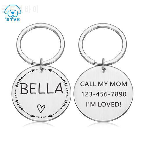 Pet Dog Tag Puppy Cat Kitten Dogs Round Collar Accessories Dog Name Message Tag Customized Stainless Steel ID Tag Personalized