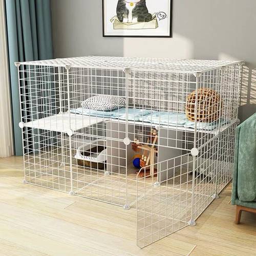 Pet Playpen Foldable Iron Cat Cages Indoor Home Isolation Door Exercise Training Kennels DIY Free Combination Dog Fences Aviary