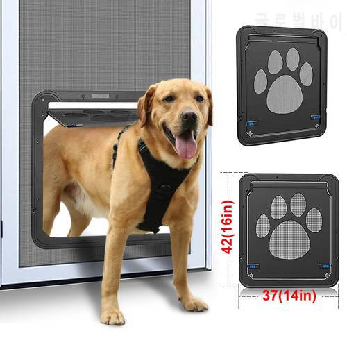 Large Dog Cat Screen Door Lockable Puppy Safety Magnetic Flap with 4 Way Security Lock ABS Plastic Free Entry And Exit For Pets
