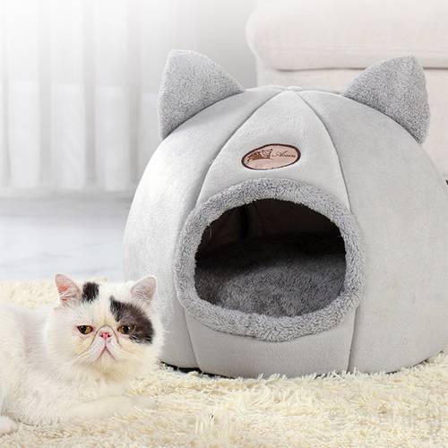 Grey Soft Cat Bed Puppy Dogs Basket for Cat‘s House Deep Sleep Pet Tent Cozy Cave Beds Pet Indoor Cama Gato Cat Supplies