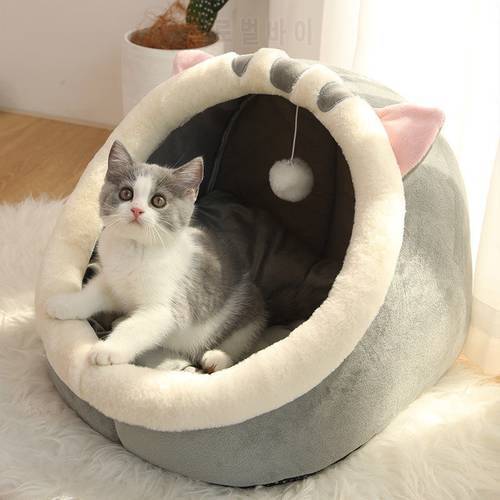 Pet Cat&39S Bed Warm Cat House Soft Plush Round BedsTent Carrier Dogs And Cats Basket Pillow Cave Mat Pet Accessories For Supplies