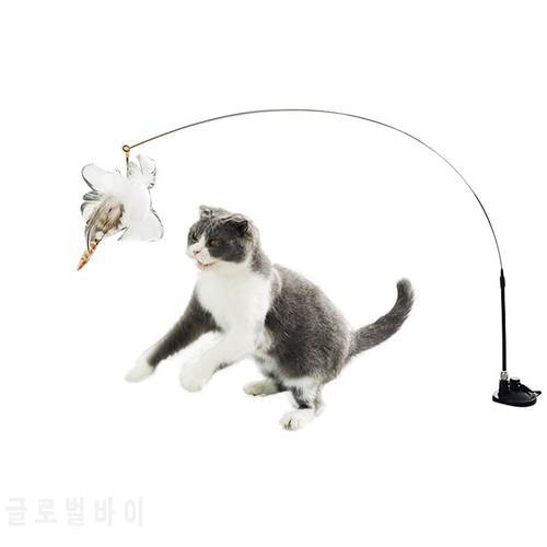Simulation Birds Interactive Cat Toy Feather With Bell Sucker Funny Cat Stick Toys For Kitten Playing Teaser Wand Toy Free Hands