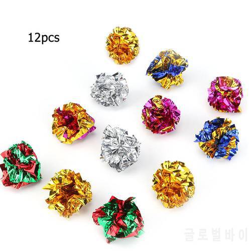Crinkle Balls 12pcs Colorful Ball Sound Tin Paper Toy for Cat Durability Vocalization Dolls Playing Interactive Bite Squeak Toys