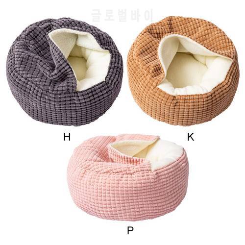 Luxury Pet Dog Cat Bed Round Semi-closed Tent Cat Warm Bed Washable House Bed For Small Dogs Cats Nest With Dirt Resistant Base