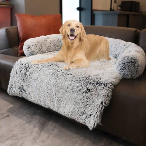 Large Dog Sofa Bed Removable Pet Blanket Washable Soft Plush Warm Sleep Cushion Pillow Calming Furniture Protector Dog Pet Bed
