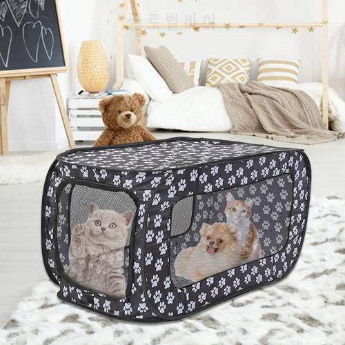 Portable Folding Pet Tent Houses Foldable Pet Fence Cat Dog Travel Cage Rectangular Dog Cage Playpen Outdoor Puppy Kennel 87CM