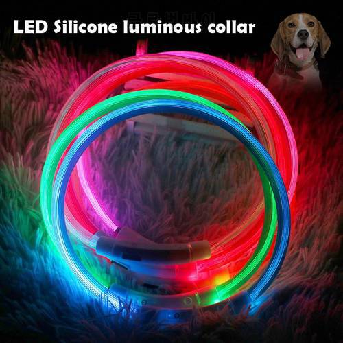 Led USB Dog Collar Pet Dog Collar Night Dog Collars Glowing Luminous Rechargeable LED Night Safety Flashing Glow Dog Supplies