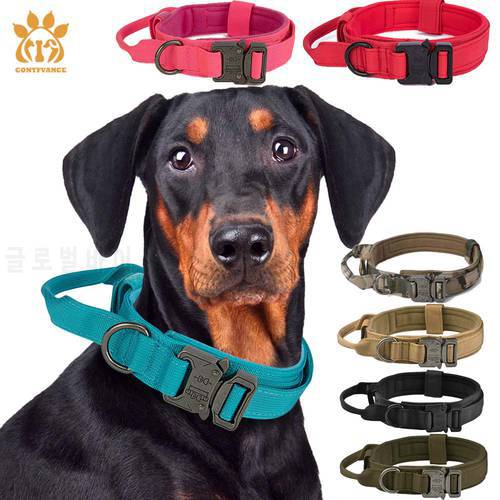 1050D Nylon Tactical Dog Collar and Double Handle Bungee Leash Adjustable Military Pet Dog Training Collar with Reflective Rope