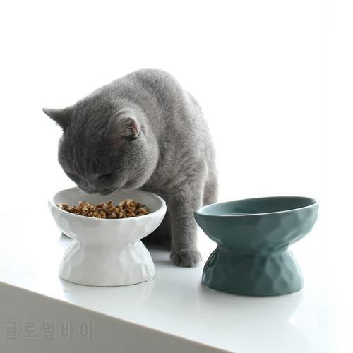 Elevated High Food Drinking Bowl Feeder For All Cats Dogs Ceramic Dishes Stuff Pet Products Supplies Goods For Animals P017