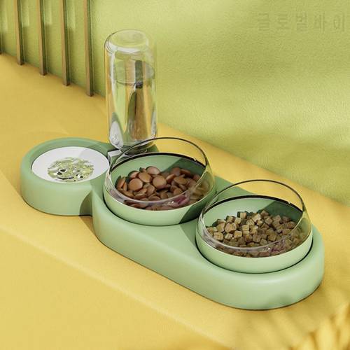 Pet Cat Bowl Automatic Feeder Dog Cat Food Bowl With Water Fountain Double Bowl Drinking Raised Stand Dish Bowls For Cats Dogs