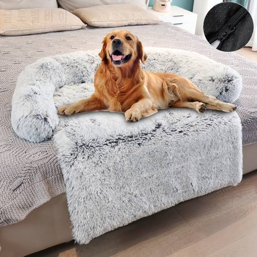 Plush Dog Sofa Bed Washable Calming Dog Beds for Large Dogs Blanket Pet Kennel Winter Warm Cat Bed Mat Small Dog Cushion