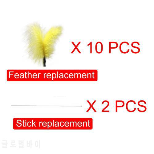 Feather Replacement X 10 PCS , Stick Replacement X 2 PCS for Cat balance Car, Cat Toy