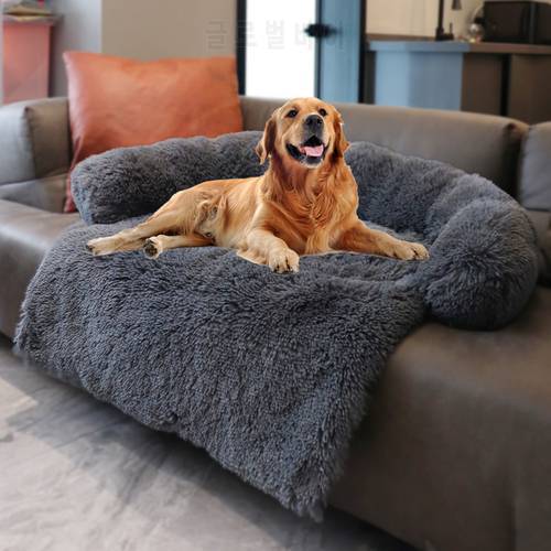 Puzzle Dog Bed Sofa Large Fluffy Dogs Pet House Sofa Mat Long Plush Warm Kennel Pet Cat Puppy Cushion Washable Blanket Sofa Bed