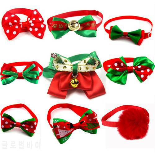 New Year Dog Bow Tie Pet Decor Footprint Bell Collar Small Dog Accessories Pet Cat Bow Tie Bowknot collar gato St. Patrick&39s Day