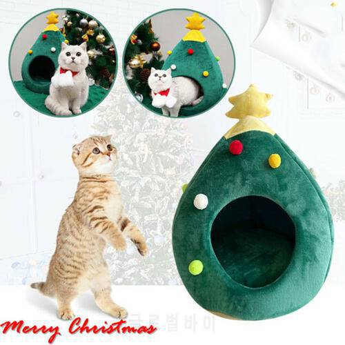 Pet Cat Dog House Kennel Puppy Cave Sleeping Bed Christmas Tree Shape Winter Warm Bed For Cats Dog Tent Pet Accessories