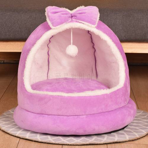Cute Pet Cat Litter Semi-enclosed Cat and Dog Warm and Breathable Cotton Cat House Pet Litter Four Seasons Comfort