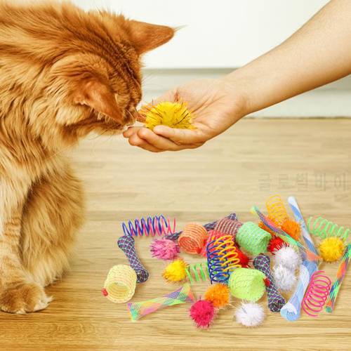 20pcs Cat Colorful Spring Toys Creative Plastic Flexible Cat Coil Toy Cat Interactive Toy Cat Funny Toys Pet Accessories Set