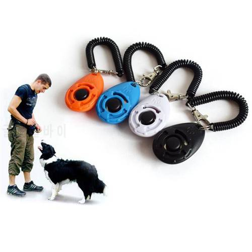 Portable Pet Clicker Trainer With Key Ring And Soft Spring Bracelet Dog Training Product