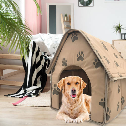 Cute Dog Paw Printed Pet Nest Portable Removable And Washable Dog House Comfortable Warm Pet Bed for Cat Dog Pet Supplies