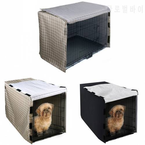 Dog Cage Cover Pet Accessories Kennel House Cover Four Open Door Waterproof Oxford Small Medium Big Dogs Crate Protective Cover