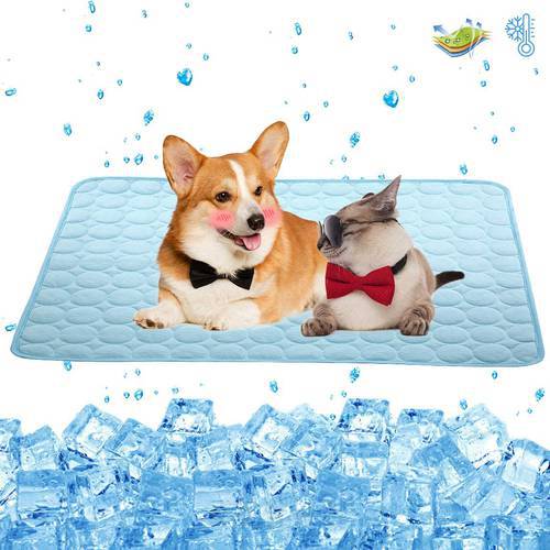 Dogs Cooling Mat Large Size Summer Ice Silk Cool Bed Pet Cat Breathable Blanket Cushion Puppy Kitten Indoor Sofa Floor Mat