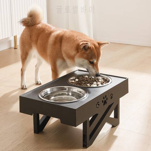 Elevated Adjustable Dog Bowl Stainless Steel Large Food Water Bowls Feeders with Stand Feeding Double Bowls Lift Tabel for Pet