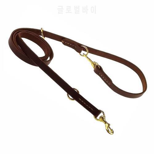 Multifunctional Dog Leash Hands Free Real Leather Dog Running Leash 8ft Long Training Leash Pet Supplies for Large & Small Dogs