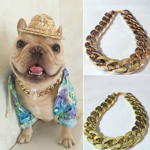 36/45CM Adjustable Pet Puppy Dog Collar Punk Style Gold Plated Dog Cat Safety Collar Pet Dog Local Tyrant CCB Thick Gold Chain