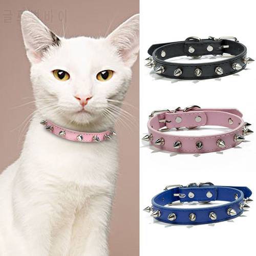 Colorful Cat Dog Pet Collar PU Leather Spiked Studded Collars For Small Medium Dogs Cats Anti-bite Puppy Pet Products Neck Strap