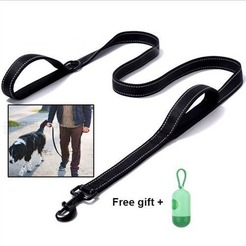 Reflective Dog Leash Double Handle Control Padded Heavy Duty Dog Harness Leash Rope Double Handles Control Safety Collar Leashes