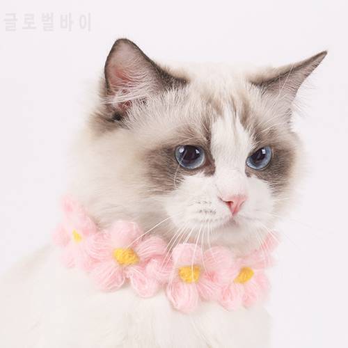 Cat Bib Decoration Adjustable Collar Hand-woven Accessories Puppet Cat Kitten Bow Tie Cute Pet Dog Flowers Kitten Accessories