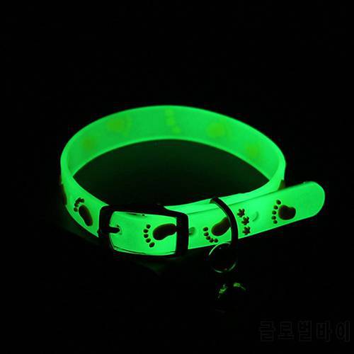 Glowing Kitten Cat Collar Adjustable Light Soft Silicone Pet Cat Collar with Bell Anti-lost Luminous Puppy Dog Collar Neck Strap