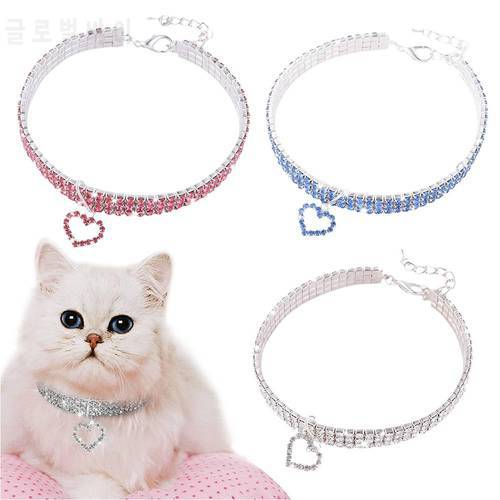 Cute Mini Pet Crystal Collar Diamond Puppy Cat Pet Rhinestone Necklace Collar Collars Pet Little Dogs Pets Supplies Accessories