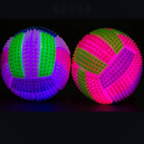 LED Pet Ball Dog Toy Squeak Lighting Soccer Cleans Teeth Chew Toy Flashing LED Light Sound Pet Interactive Toys Random Color