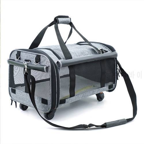 Pet Big Bag Detachable Universal Wheel Cat Bag Multifunctional Trolley Tug Dog Bag Large Capacity Folding Carrier Pet Supplies