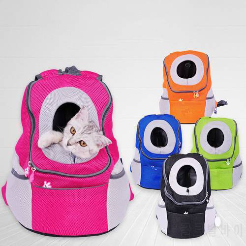 Out Double Padded Shoulder Dog Backpack Travel Breathable Mesh Puppy Dog Carrier Bag Pet Comfortable Mesh Backpack Head