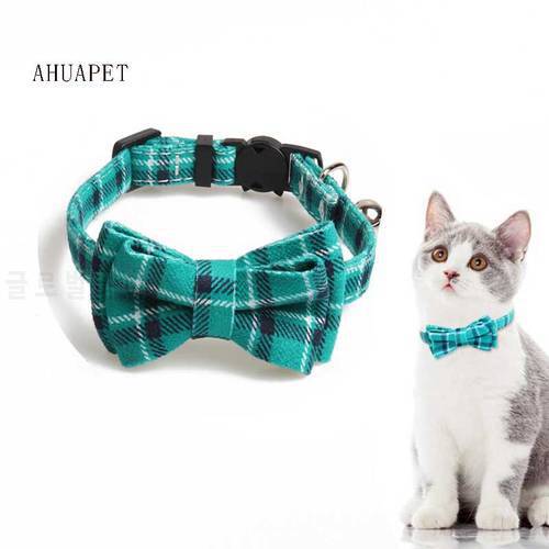 Velvet Quick Release Plaid cat collar safety Gato Bowknot Adjustable Striped Bowknot Cotton Necklace Bulldog Chihuahua