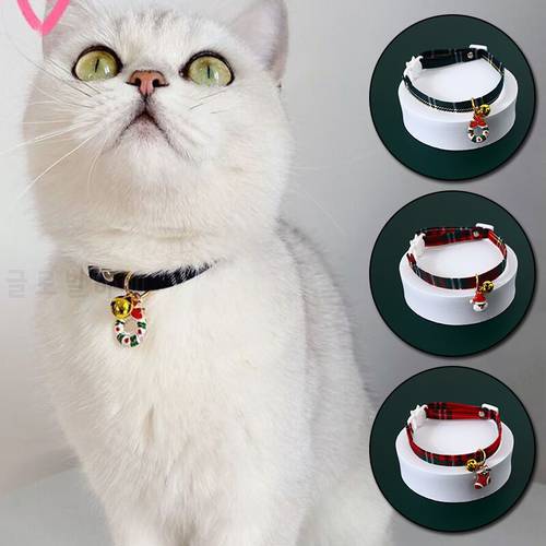 Adjustable Christmas Pet Necklace Collars Cat Fashion Kawaii Deer Pattern Bells Collar Safety Buckle Pet Supplies Accessories