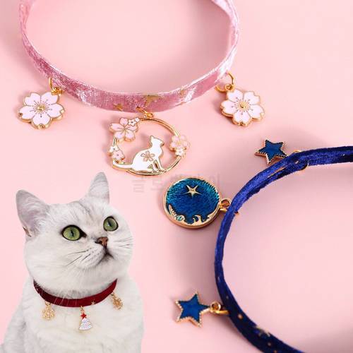 Cute Velvet Bronzing Star Adjustable Necklace for Cats Puppy Fishbone/Snowflake/Starry Sky Collar Chic Pets Supplies Accessories