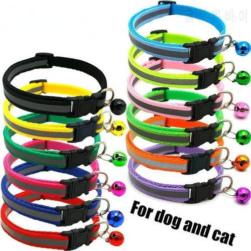 1pc Color Cute Adjustable Kitten Dog Bell Collar Polypropylene Reflective Personalized Soft Teddy Collar Safety Pet Products