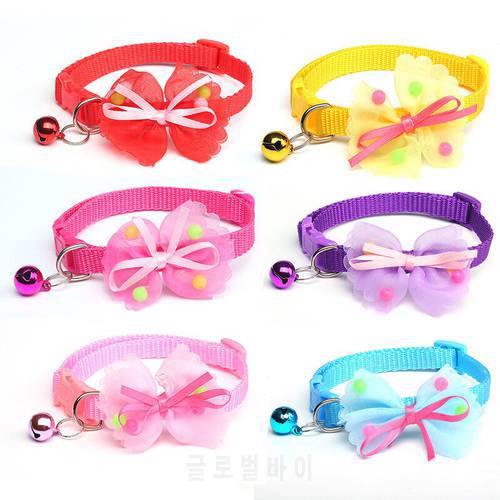 New Cute Lace Bowknot Pets Collar Adjustable Braided Nylon Dog Cat Collar With Bell Puppy Kitten Lovely Fashion Necklace Gifts