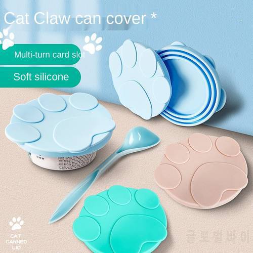 2pcs Pet Cat Canned Food Lid Universal Feeding Spoon Silicone Fresh Lid Dog Spoon with Sealing Lid Dog Accessories Supplies