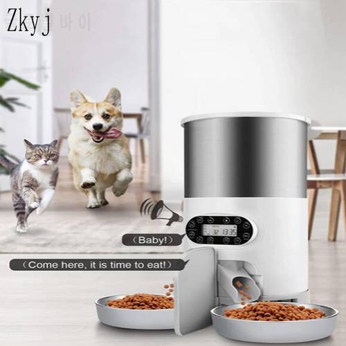 Timing Pet Feeder Automatic Pet Feeding Stainless Steel Double Bowl For 2 Small And Medium-Sized Cat Dog Smart Food Dispenser