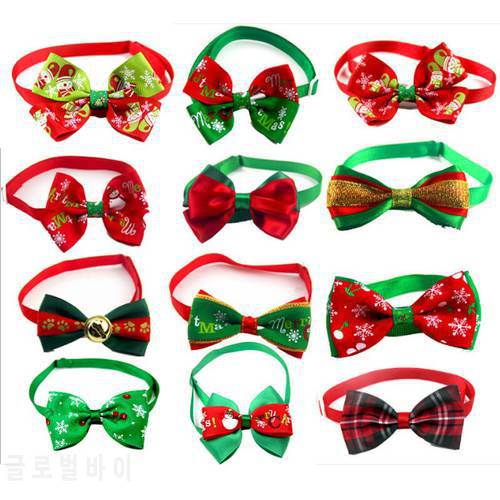Pet Christmas Supplies Red and Green Cats and Dogs Bow Ties Christmas Bows Handmade Ornaments Pet Collars Cats and Dogs Bow Ties