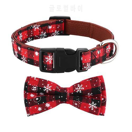 S/M/L Pet Dog Collar Comfortable Snowflake Print Neoprene Adjustable Dog Collar Christmas Pet Dog Neck Decor Training Collar